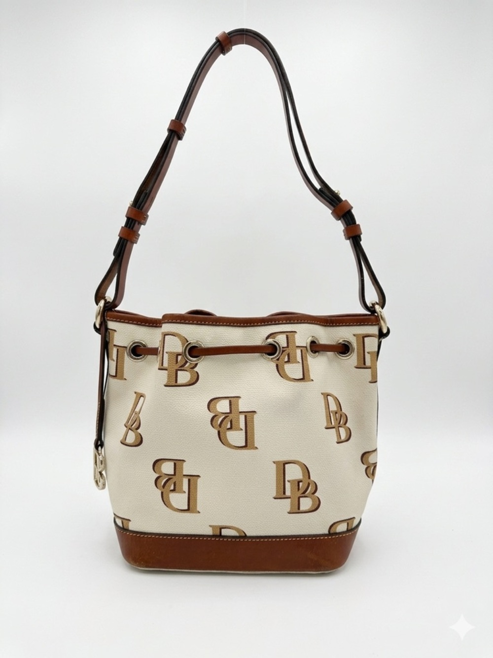 Dooney & Bourke K1169158 Monogram Small Drawstring Shoulder Bag with Tassels. - Picture 2 of 16